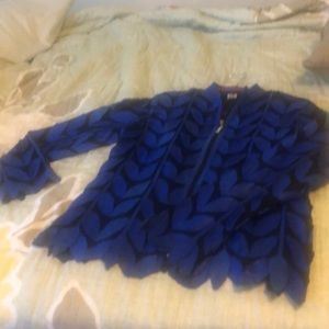 Blue leather on black knit fabric made Italy